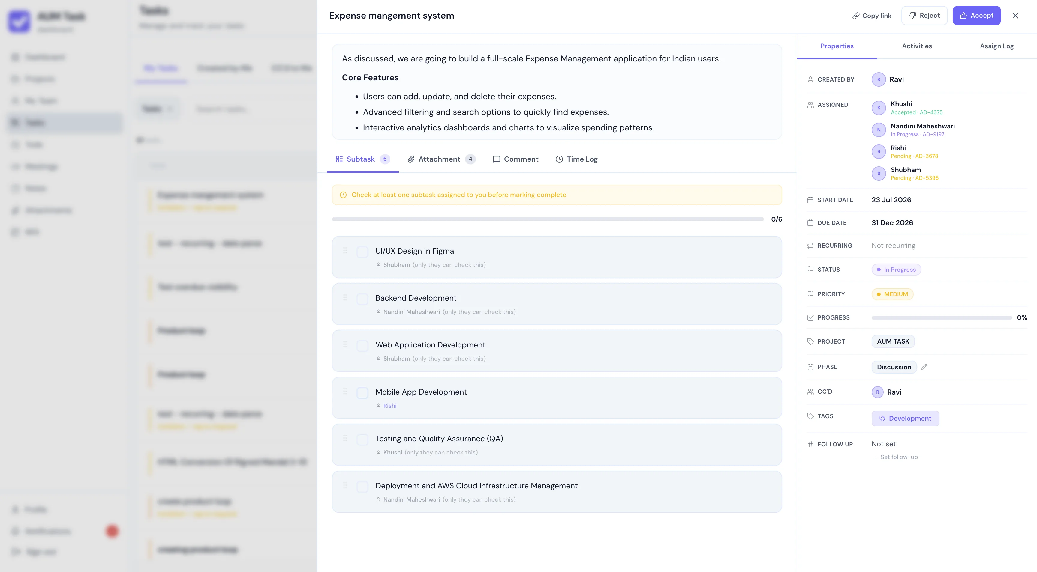 Task Drawer & Pending Acceptance Controls